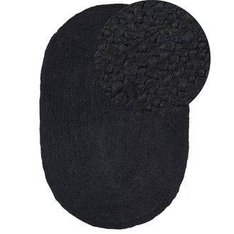 Beliani Beliani - Alfombra De Yute Negra 160 X 230 Cm Trenzada Suelo Radiante Sala De Estar Dormitorio Demirci