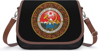 Generic Coat Of Arms Of Georgia Crossbody Bag Womens Handbag PU Message Bags Shoulder Purse with Adjustable Strap
