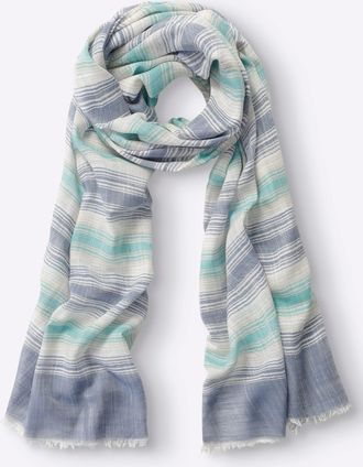 Heine Modeschal HEINE, Damen, blau (aquamarin), Polyester, gemustert, Modet&uuml;cher Modeschal