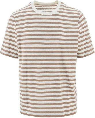 Majestic Filatures Striped cotton and linen T-shirt Man M