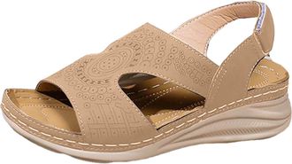 Generic Womens Low Wedge Sandals Soft Breathable Insole And Non Slip Rubber Outsole Open Toe Sandal Elastic Ankle Strap Summer Sandals For Women 2026 Trendy (