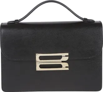 Victoria Beckham Dorian Black Calf Leather Shoulder Bag
