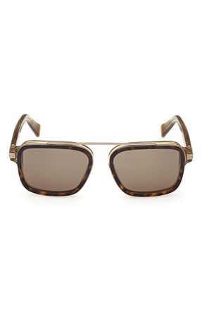Ermenegildo Zegna 55mm Geometric Sunglasses in Transparent Sand /Havana at Nordstrom