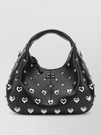 Ganni heart studded mini leather shoulder bag