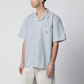 Carhartt Work in Progress Leavel short-sleeve striped seersucker shirt in blue