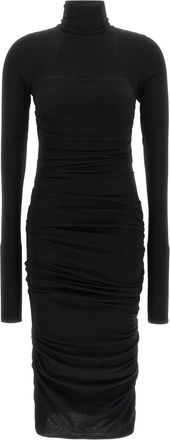 Elisabetta Franchi Kleedjes, Dames, Zwart, XL, Wol, Midi Jurk