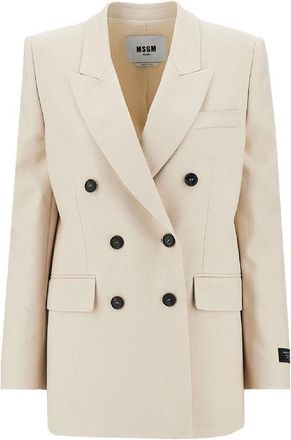 Msgm Oversized canvas double-breasted jacket Woman 44