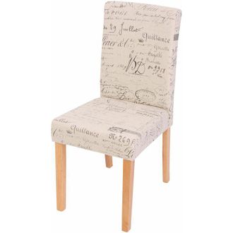 Hhg Hhg - Nunca Usado] Juego De 2 Sillas De Comedor Silla De Cocina Littau, Textil Con Letras, Crema, Patas Claras