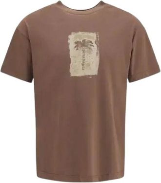 Palm Angels Palm Tree Katoenen T-shirt - Heren - T-shirts - Bruin - M - Katoen - Tops