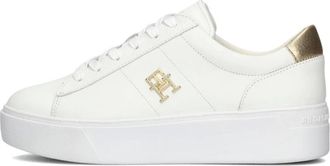 Tommy Hilfiger Schoenen, Dames, Wit, 41 EU, Leer, Platform Court Sneakers