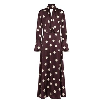 Liviana Conti Polka Dot Maxi Jurk - Dames - Jurken - Paars - Maat: L Viscose