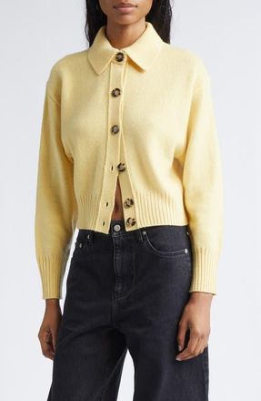 Proenza Schouler Rocia Cashmere Crop Cardigan in Pale Yellow at Nordstrom, Size X-Large