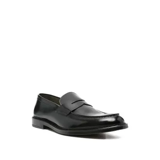 Doucal's Horsebit Almond-Toe Calf Leather Loafer - Black