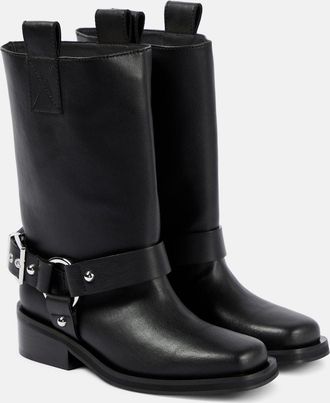 Ganni Faux leather biker boots