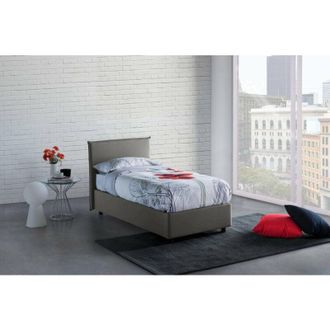 Dmora Cama Individual Dban, Cama Contenedor Con Revestimiento De Tela, 100% Made In Italy, Apertura Frontal, Con Colch&oacute;n Cm 90x190 Incluido, Gris - Dmora