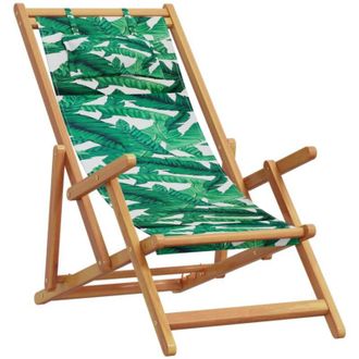 vidaXL Vidaxl - Silla de playa plegable madera maciza de eucalipto y tela hojas