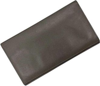 Herm&egrave;s Etoupe Gray Grayish Leather Long Wallet (Bi-Fold) (Pre-Owned)