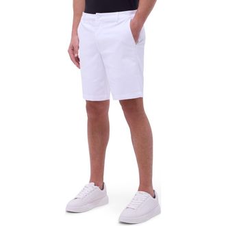 Bugatchi Presley Flat Front Stretch Cotton & Lyocell Chino Shorts in White at Nordstrom Rack, Size 30