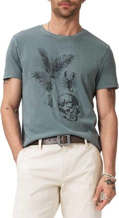 John Varvatos Skull & Scorpion Embroidered Organic Cotton T-Shirt in Fog at Nordstrom, Size Xx-Large