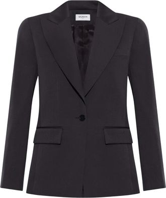 Balmain Wolblazer met enkele split - Dames - Blazers - Grijs - L - Wol - Jassen