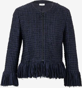 Akris Tweedjacke mit Fransen und Reissverschluss