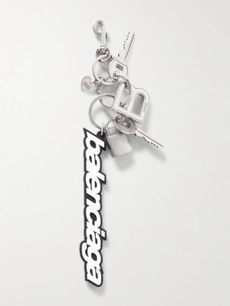 Balenciaga Portachiavi In Metallo Argentato E Gomma Paloma - Argento
