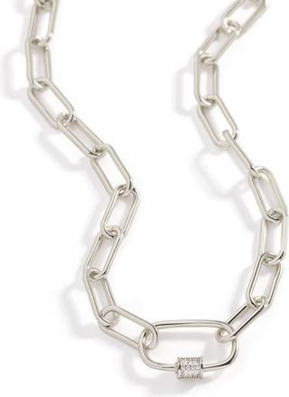 Mint & Lily Link Chain Necklace with Pave Carabiner Clasp in Silver at Nordstrom