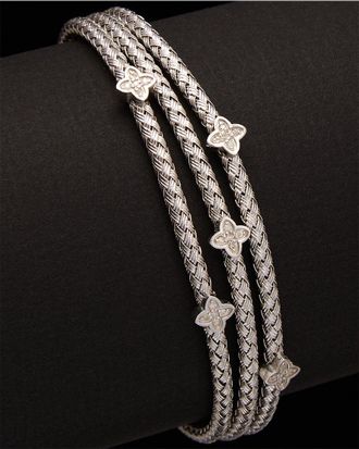 Meshmerise 18K Over Silver 0.13 Ct. Tw. Diamond Bangle Bracelet