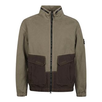 Stone Island Jassen, Heren, Groen, L, Katoen, Overshirt Jas