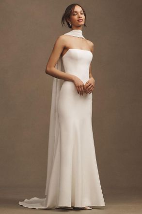 Jenny Yoo Jenny by Jenny Yoo Perry Crepe Strapless Column Wedding Gown