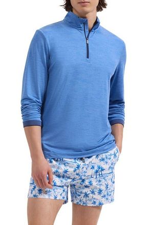 Bugatchi Kai Tropical Print Swim Trunks in Classic Blue at Nordstrom, Size Xx-Large