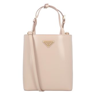 Prada Triangle Logo leren handtas voor dames in beige