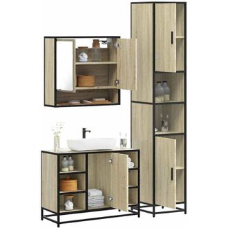 vidaXL Vidaxl - Set De Muebles De Ba&ntilde;o 3 Pzas Madera Contrachapada Roble Sonoma