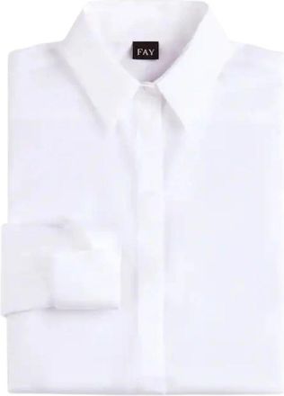 Fay Stretch Poplin Shirt - Dames - Overhemden - Wit - M - Katoen - Overhemden