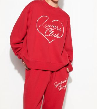 Spiritual Gangster Lovers La Brea Crew Sweatshirt In Red Heart
