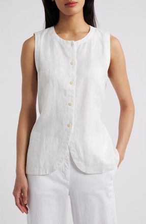 Eileen Fisher Organic Linen Long Vest in White at Nordstrom Rack, Size X-Small