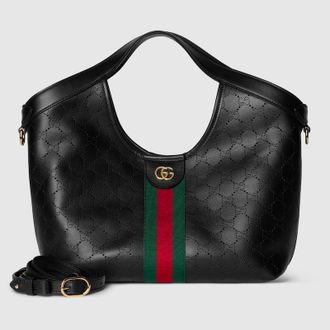 Gucci Giglio Small Tote Bag, Black, Leather