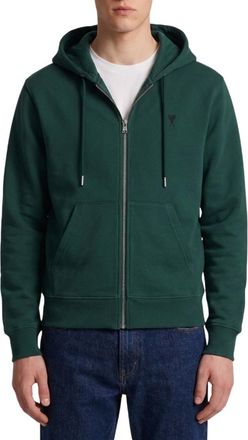 Ami Green Zip Up Logo Hoodie