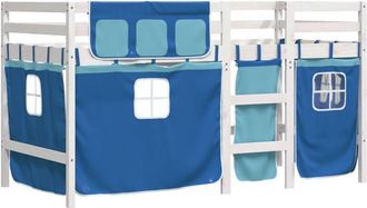 vidaXL Vidaxl - Cama Alta Para Ni&ntilde;os Con Cortinas Madera Pino Azul 90x190 Cm