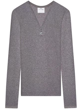 Courr&egrave;ges 90s T-shirt met rits - Grijs