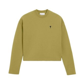 Ami Sweatshirts, female, Green, Size: M Ami de Coeur Cropped Sweatshirt