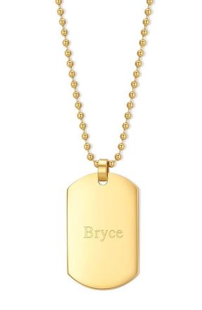 Brook & York Mens Engravable Stainless Steel Dog Tag Necklace in Gold at Nordstrom
