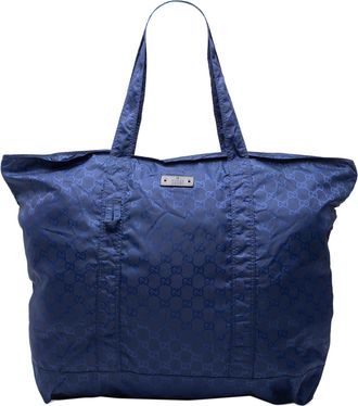 Gucci Pre-owned Womens Gg Nylon Teddy Bear Folding Tote - Dark Blue Textile - One Size