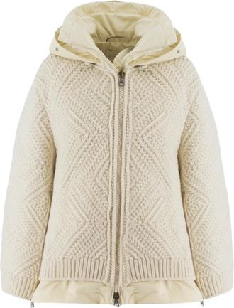Ermanno Scervino Hooded Hybrid Jacket - Dames - Vesten - Beige - 2XS - Truien & Vesten