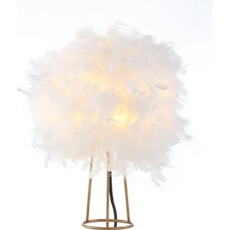 Jonathan Y Designs Stork Feather Metal LED Table Lamp in White/gold at Nordstrom