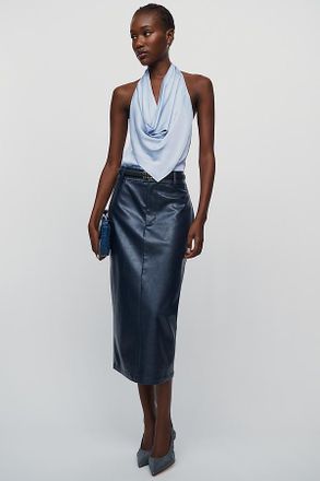 Maeve Satin Cowl Neck Halter Blouse