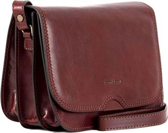Gianni Conti Fine Italian Leather Dark Brown Medium Shoulder Flap Handbag 9406005