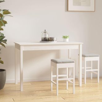 Berkfield Home Dining Table White 110x55x75 cm Solid Wood Pine | Size: 110 x 55 x 75 cm