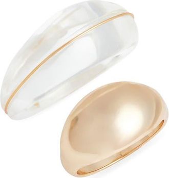 Open Edit Set of 2 Statement Rings in Clear- Gold at Nordstrom, Size Medium