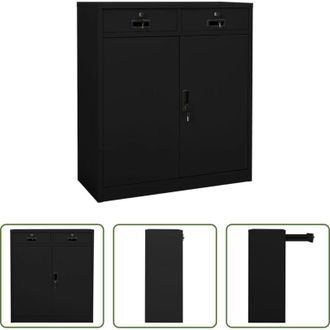 vidaXL vidaXL Armadio con ripiani regolabili - Armadio per Ufficio Nero 90x40x102 cm in Acciaio